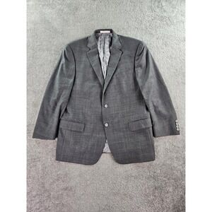 John W. Nordstrom Suit Jacket 46 R Gray Wool Glen Plaid Luxury Guabello Italy
